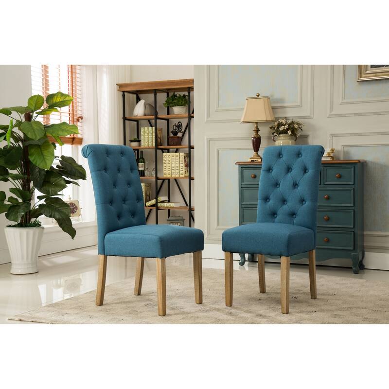 Set of 2 Upholstered Chair Dining Chair with Button Tufted Backrest, Reception Chair Accent Chair with Wood Frame