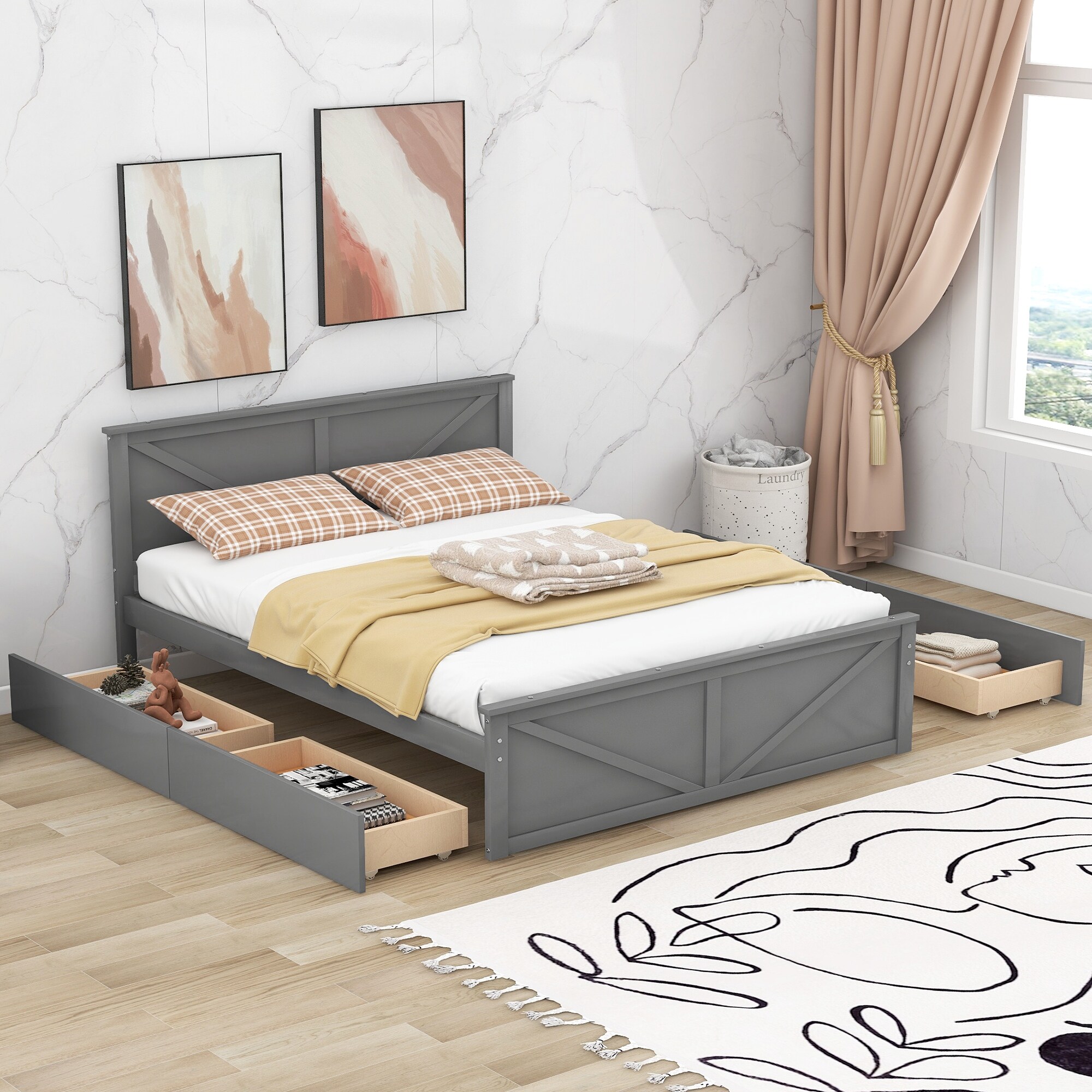 Overstock queen outlet bed with storage