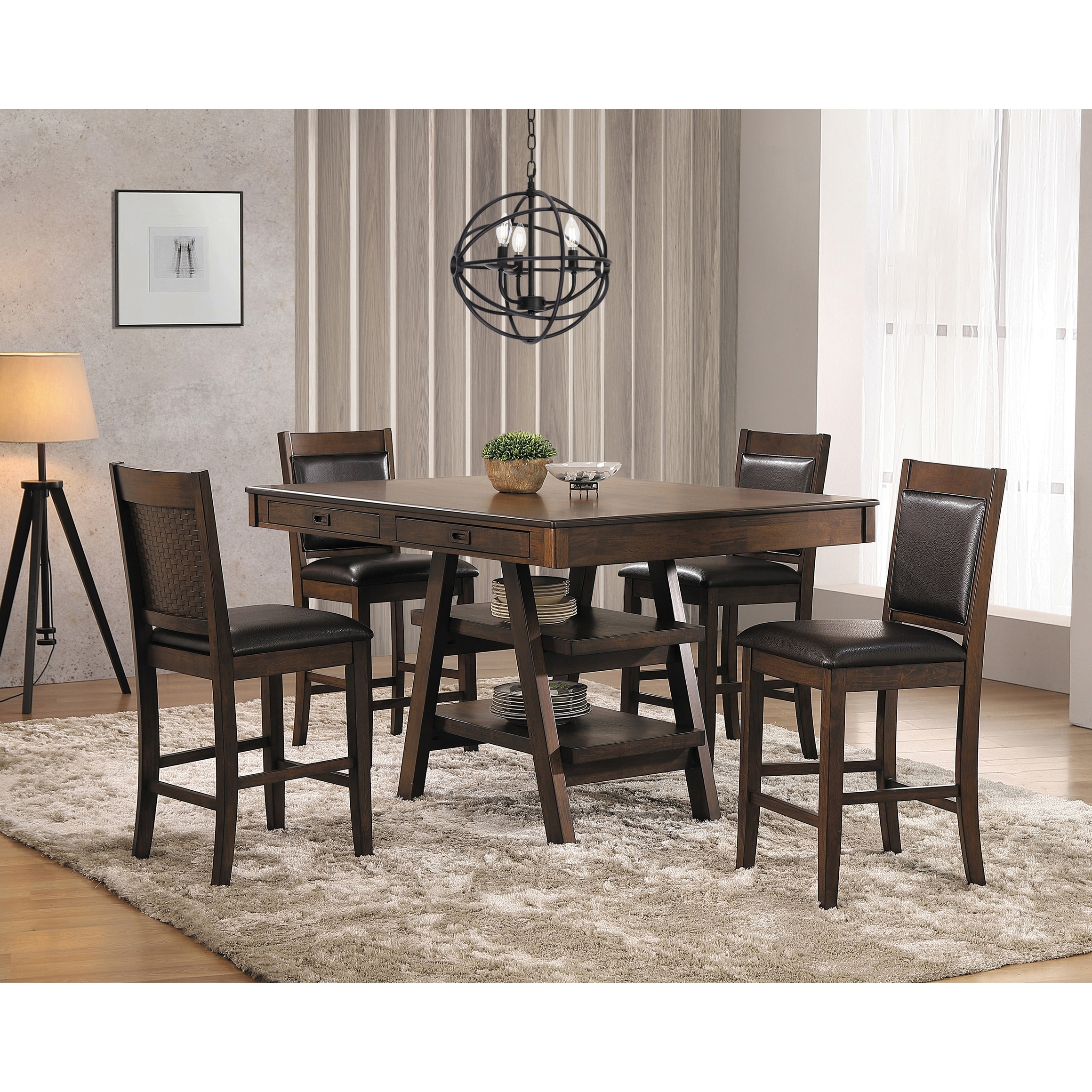 7 piece counter height dining set with storage clearance