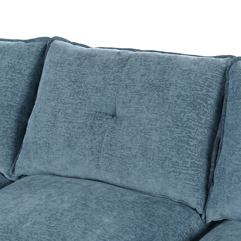115" U-Shaped Chenille Sectional Sofa with Adjustable Pillows