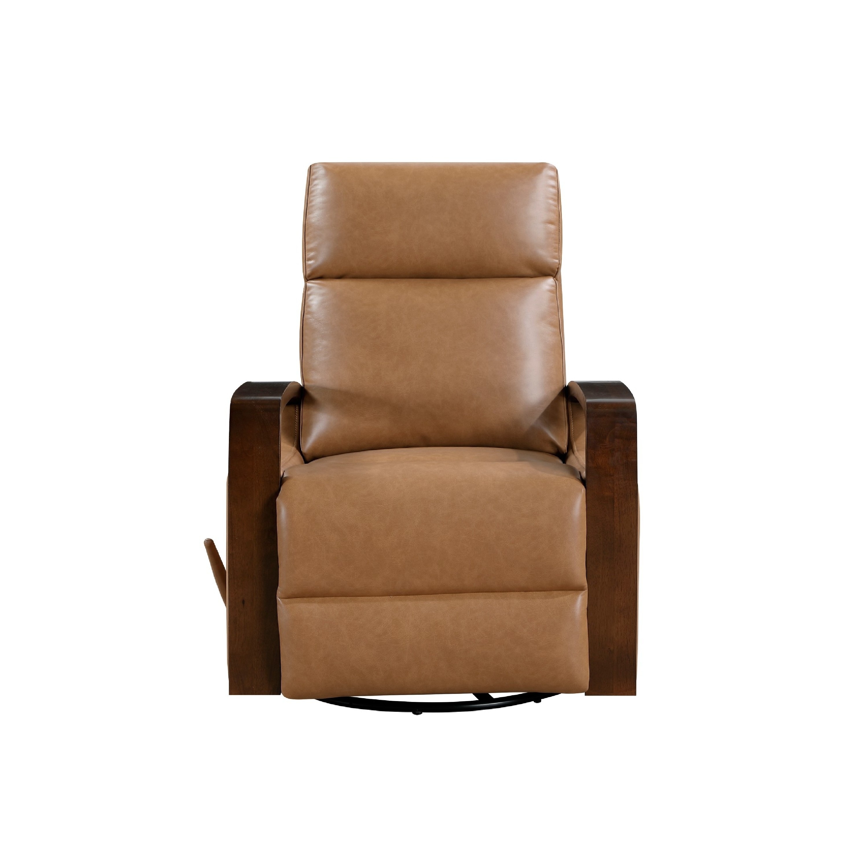 Mery Swivel Glider Manual Reclining Chair, Camel Brown Faux Leather