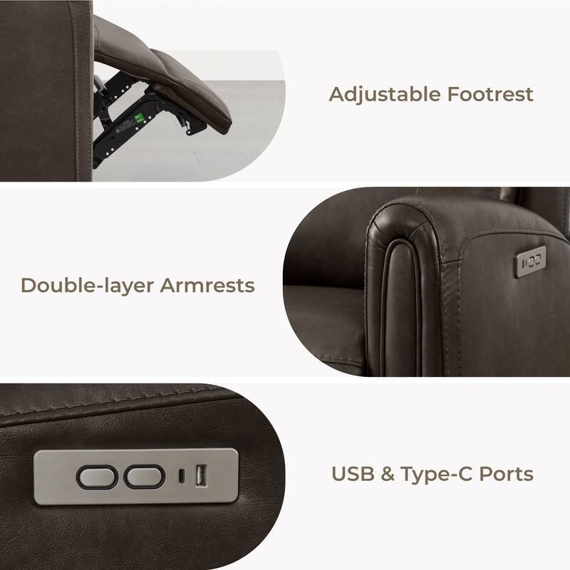 Spruce & Spring Power Recliner Chair Wall Hugger with USB & Type-C Charge