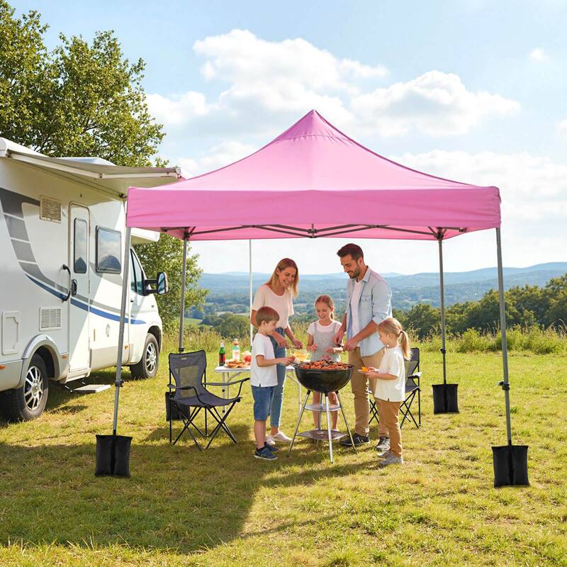 Costway 10 x 10 FT Pop up Canopy Tent with Sidewalls & Awning, Wheeled - See Details