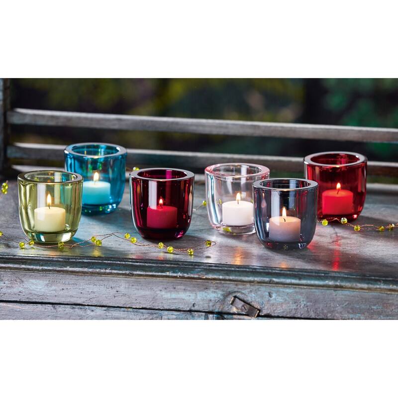 Classic Tealight Holder Red Glass Candle Holder, 3.14L x 3.14W x 3.07H inches