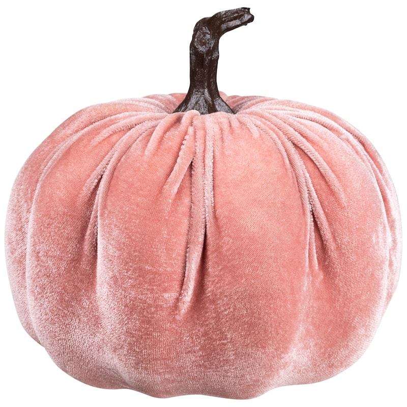 Velour Pumpkin Glittered Fall Harvest Decor 6.25" Light Plum Purple