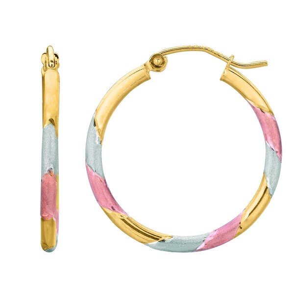 Mcs Jewelry Inc 14 KARAT TRICOLOR HOOP EARRINGS