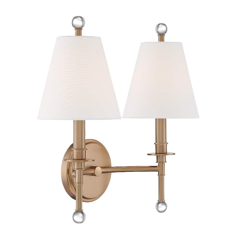 Riverdale 2 Light Aged Brass Wall Mount - 15'' W x 14.5'' H x 7'' D