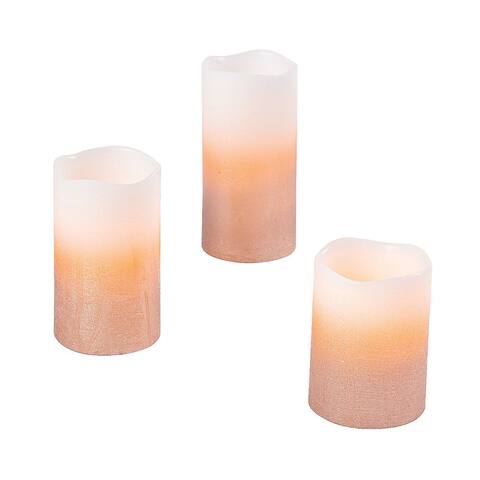 Battery-Operated Rose Gold Ombre Flameless Candles, All Seasons, Home Decor, Candle Holders & Accessories, 3 Pieces