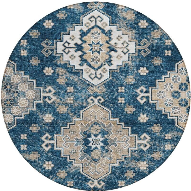 HomeRoots Medallion Traditional Rectangle Outdoor Rug