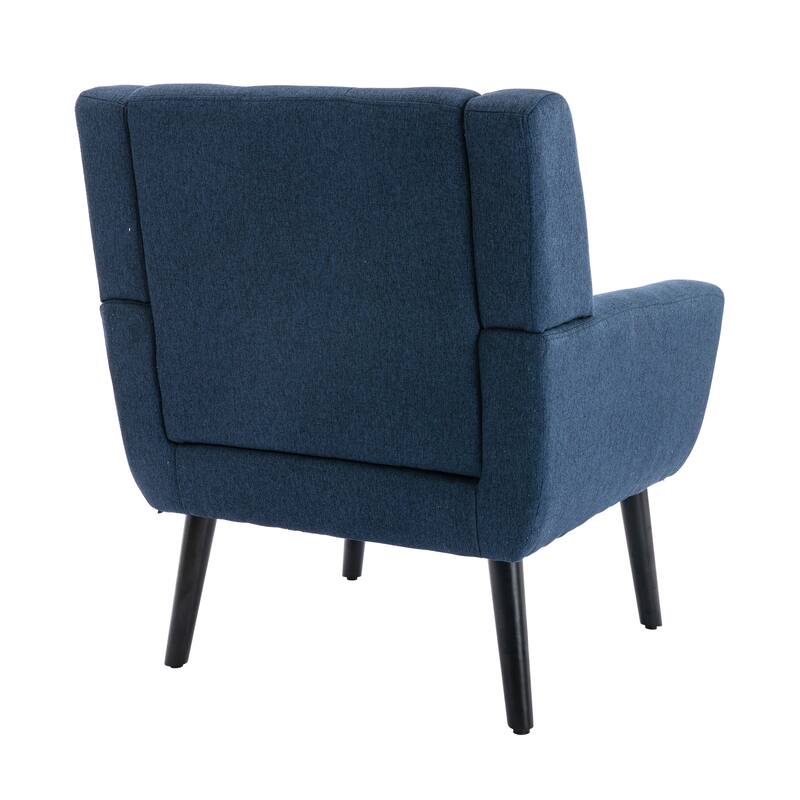 Blue Stylish Upholstered Seating Armchair with Tapered Metal Legs, Single Sofa Chair Accent Chair with Flared Armrests