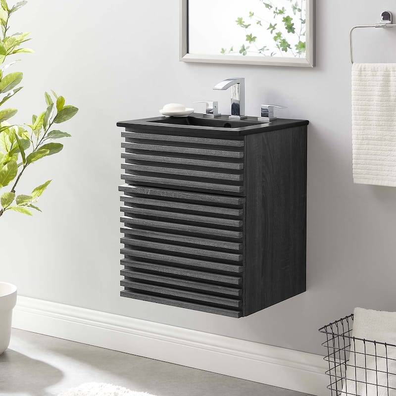 Render 18" Wall-Mount Bathroom Vanity - Charcoal Black
