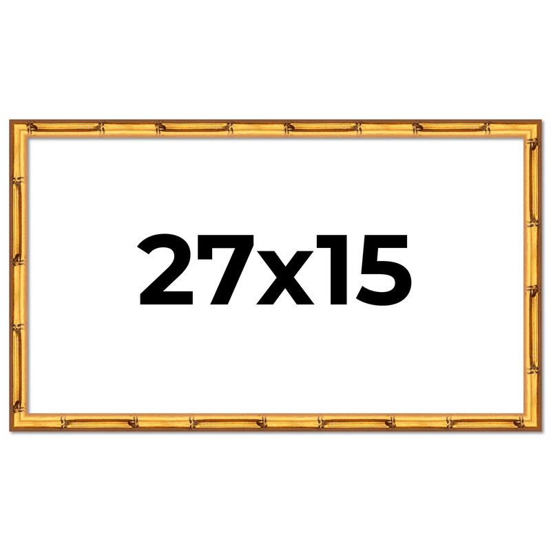 27x15 Frame Gold Bamboo Solid Wood Picture Frame | 1 Inch Moulding