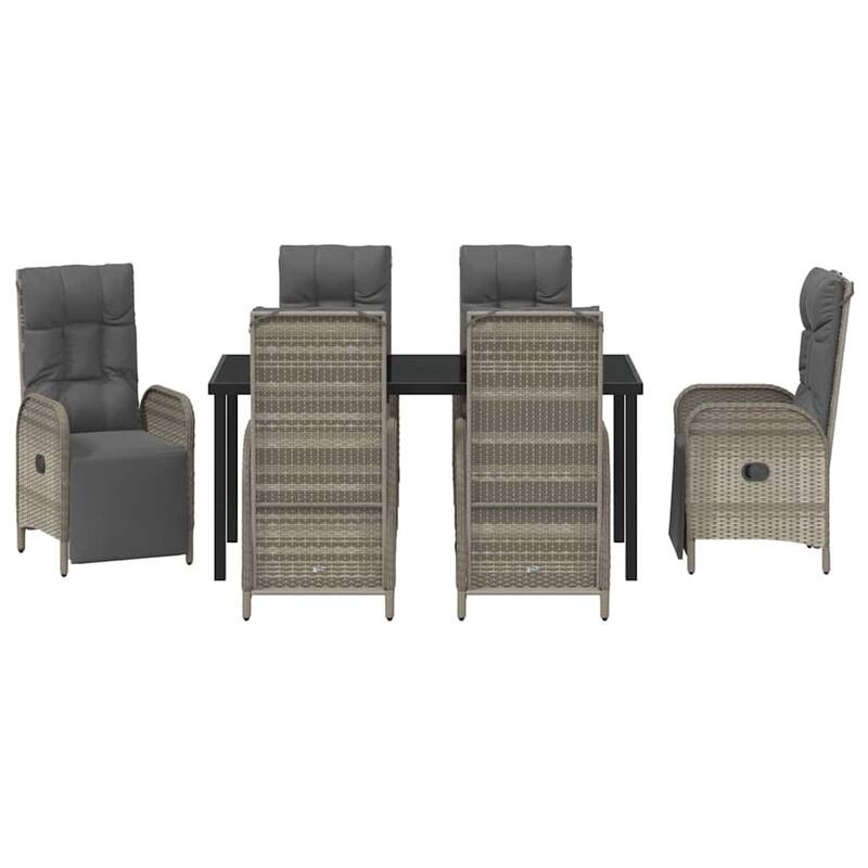 vidaXL Garden Dining Set with Cushion Grey Poly Rattan