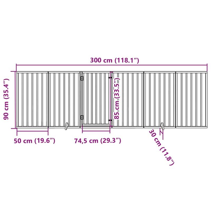 vidaXL Dog Gate Set of 2 Brown Solid Poplar wood 63 in long Foldable
