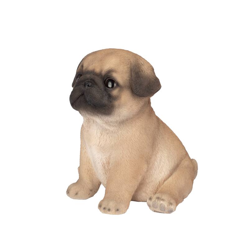Sitting Pug Puppy Outdoor Statue - 6" - Beige
