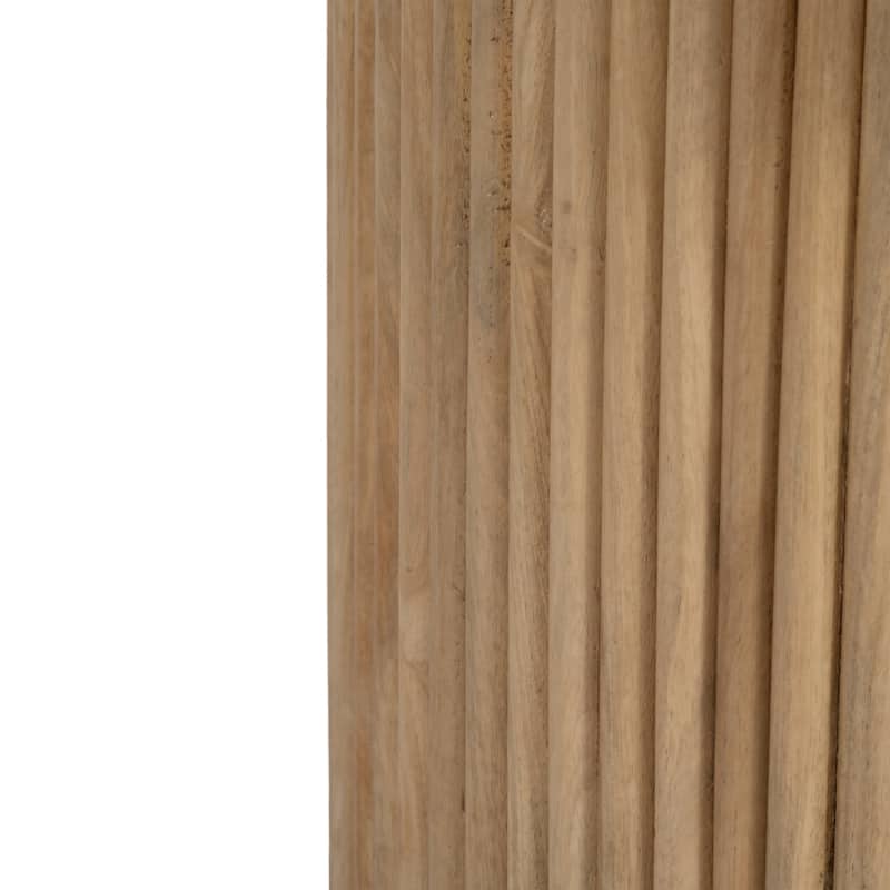 Sagebrook Home Mango Wood & Marble Accent Table with Reeded Base, MDF Support, and Contemporary Cylinder Design