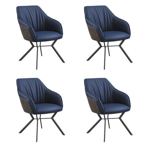 Vesper Blue and Brown Upholstered Dining Chairs (Set of 4)