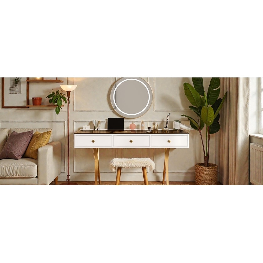 Wall Mounted Vanity Table with Drawers, Floating Makeup Desk with Storage, Multi-Purpose Dressing Table Shelf