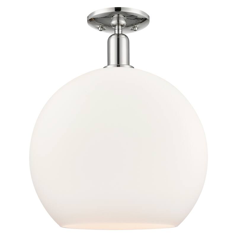 Innovations Lighting Endless Possibilities Arcadia - Athens - 1 Light 14" Semi-Flush Mount - Polished Nickel/Matte White