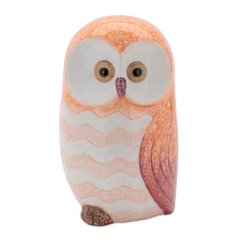HomeRoots Set of Three Pink And Beige Terracotta Owl Figurines - 4.25 in. x 6.00 in. x 3.50 in.