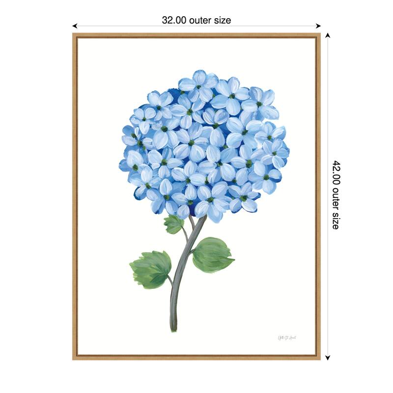 Nantucket Blue Hydrangea No. 1 by Yvette St. Amant Framed Canvas Wall Art Print - 32 x 42 in