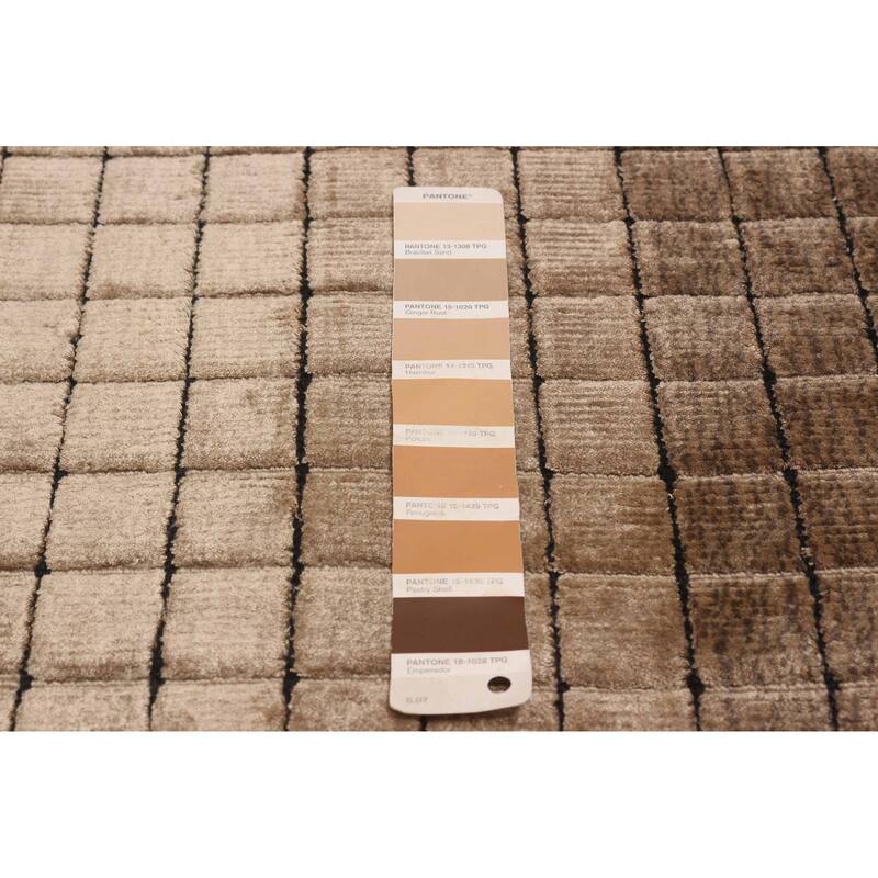 ECARPETGALLERY Hand Loomed Elysian Brown, Green Viscose Rug - 6'8 x 9'5