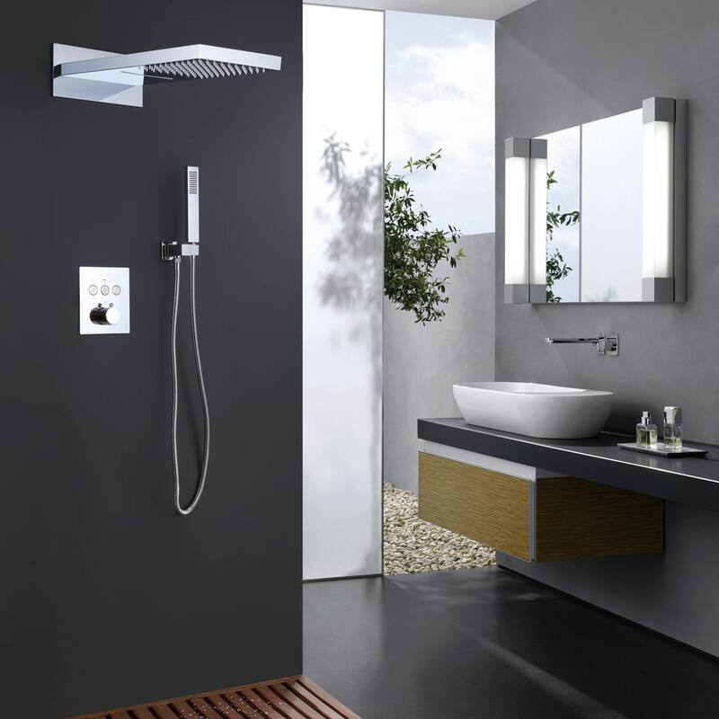Wall Mounted Thermostatic Multi-Function Shower System With Rough-In Valve