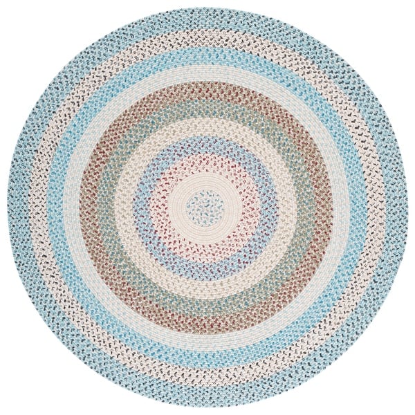 slide 2 of 16, SAFAVIEH Handmade Braided Robena Machine Washable Country Rug 5' Round - Beige/Light Blue - Round