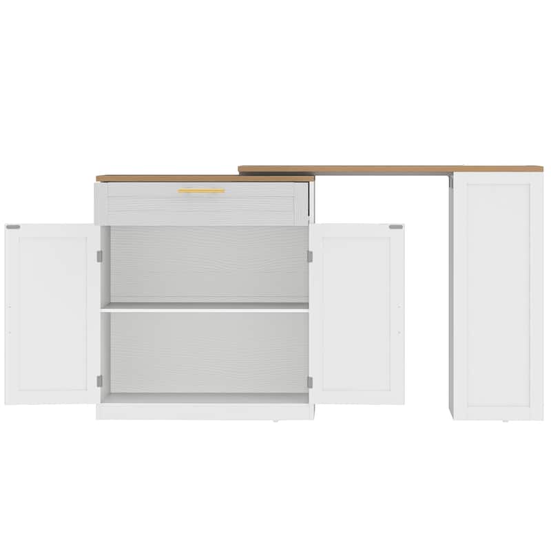 Moasis Kitchen Island with Seating & Extendable Dining Table,Mobile Storage Islands with 2 Chairs