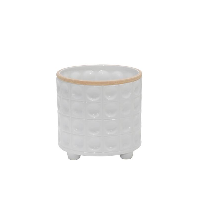 Sagebrook Home Modern Abstract Footed Ceramic Planter Set of 2
