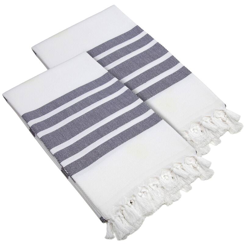Authentic Hotel and Spa Turkish Cotton Herringbone Pestemal Beach Towel (Set of 2)
