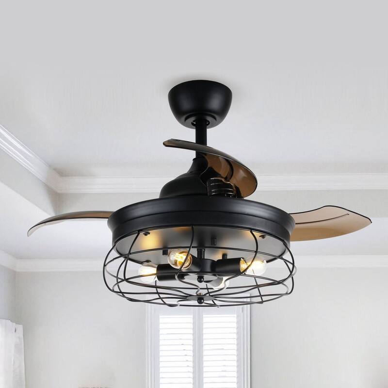36-inch Matte Black Ceiling Fan with Light and Remote Control