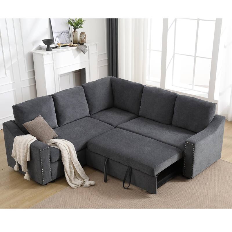 81.5'' L-Shaped 5-Seat Sofa with Pull-Out Bed