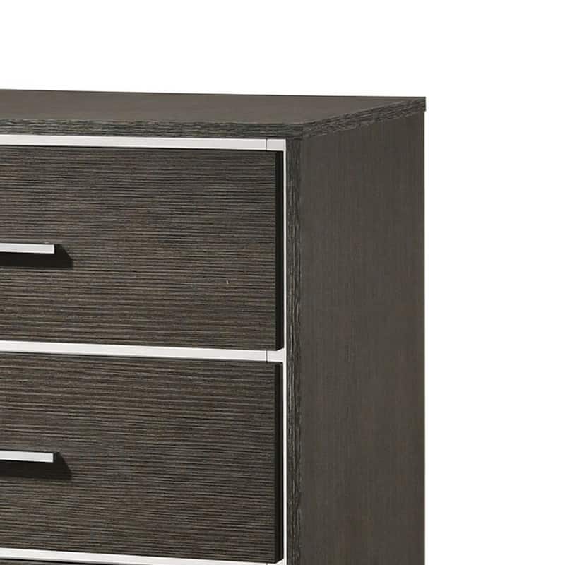 8 Drawer Wooden Dresser with Mirror Trim Accents, Gray
