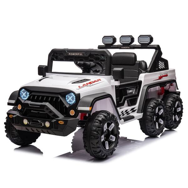 slide 2 of 3, Large 24V Ride-On Pickup Truck for Kids with Remote Control, Four-Wheel Suspension, and Bluetooth Music Function White
