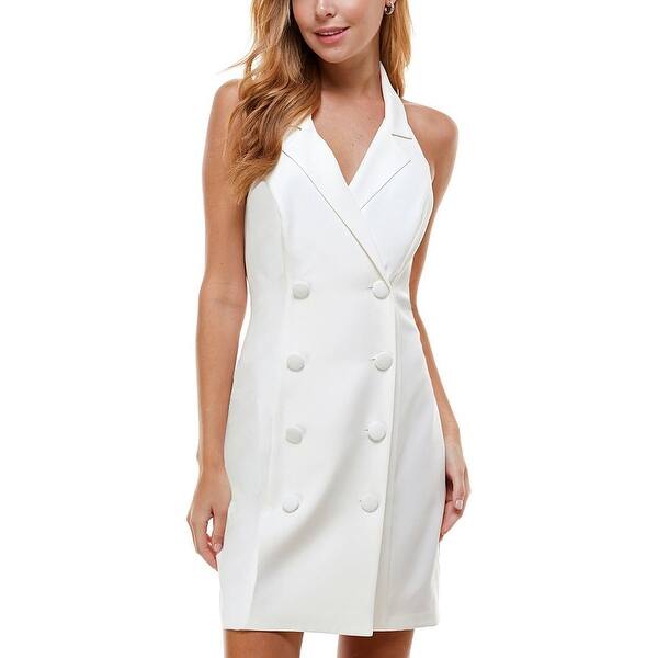 City Studios Junior's Halter Tuxedo Dress Ivory Size M - Bed Bath & Beyond  - 40560045