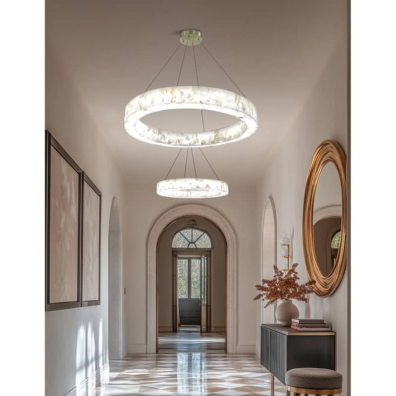 Justice Design LumenAria - Medley LED Alabaster Rocks Ring Pendant Light