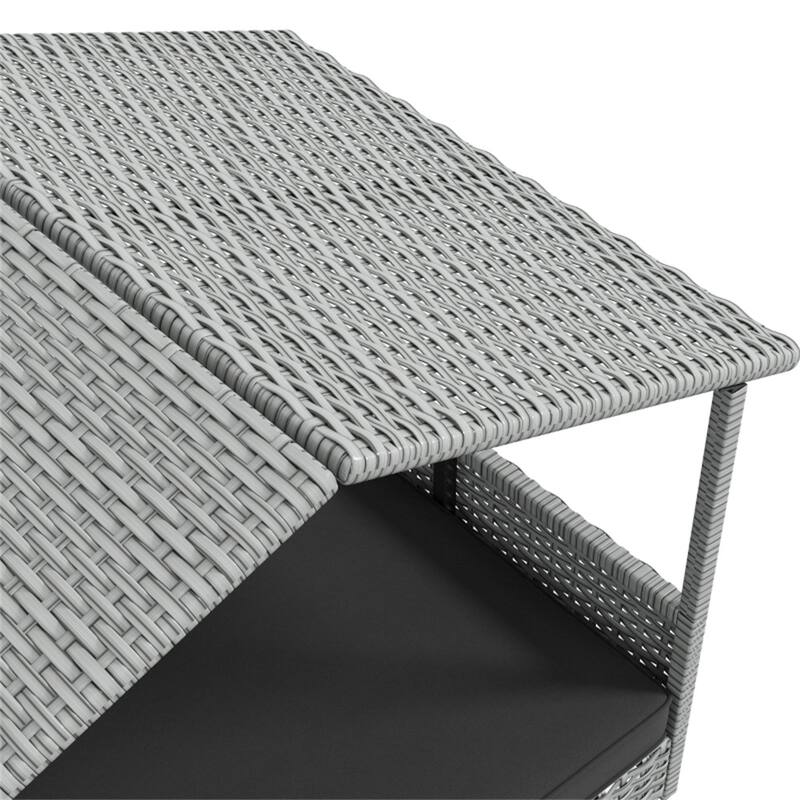 PE Rattan Steel Dog Playpen with Cushion and Anti-Slip - 38.6" L x 27.2" W x 28.7" H