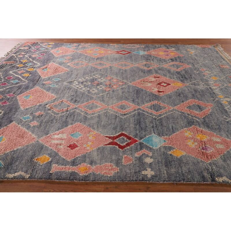 Tribal Moroccan Rug Handmade Oriental Wool Carpet - 7'10" x 10'8"