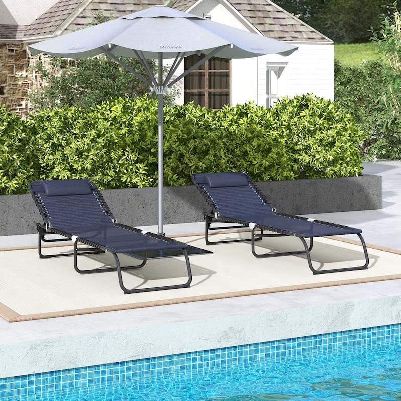 Outsunny 2 Folding Chaise Lounge Pool Chair Set, Patio Sun Tanning Chairs, Outdoor Lounge Chairs