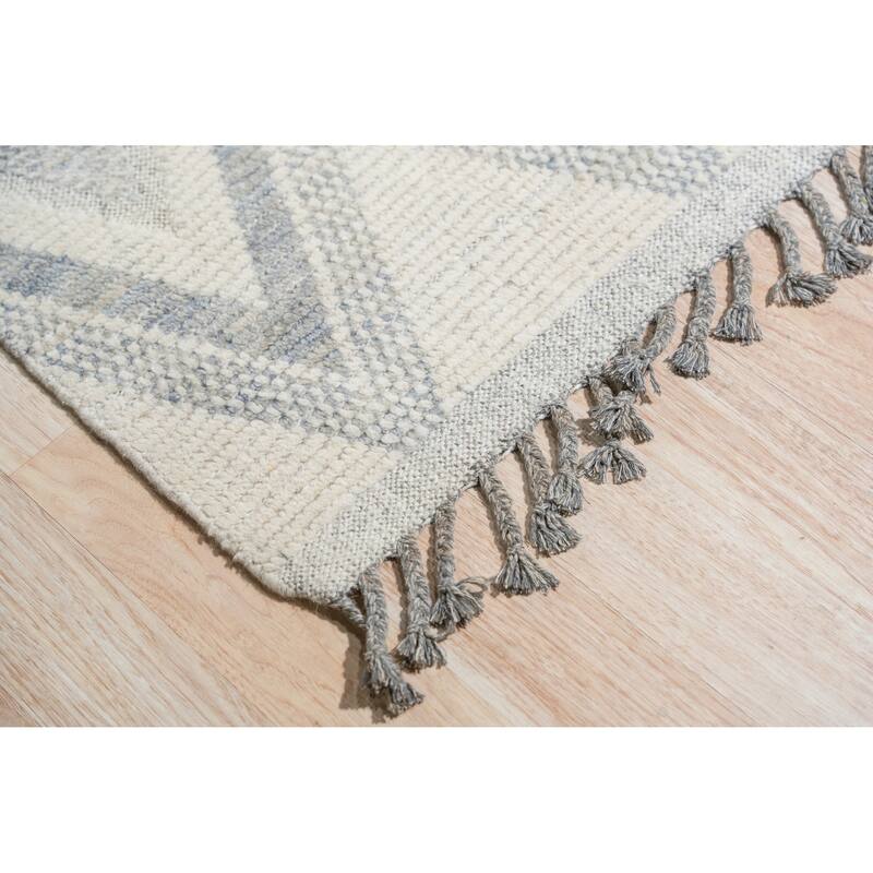 Home Decor Ivory Hand-Knotted Wool Contemporary Geometric Marrakech Handspun Area RugTimeless Elegance for Living Room, Bedroom,