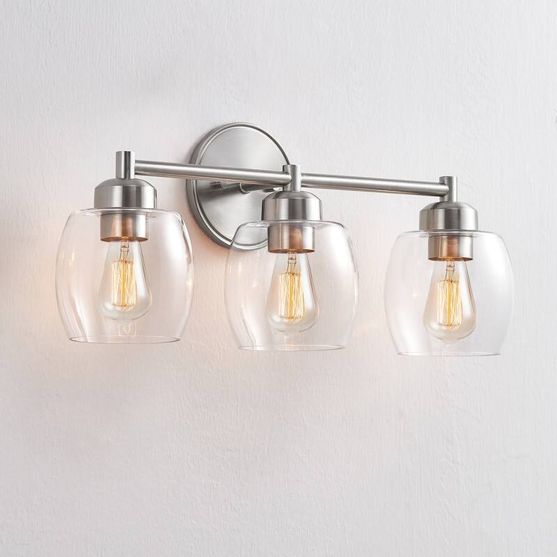 KAWOTI 3-Light Dimmable Bathroom Vanity Light with Glass Shade