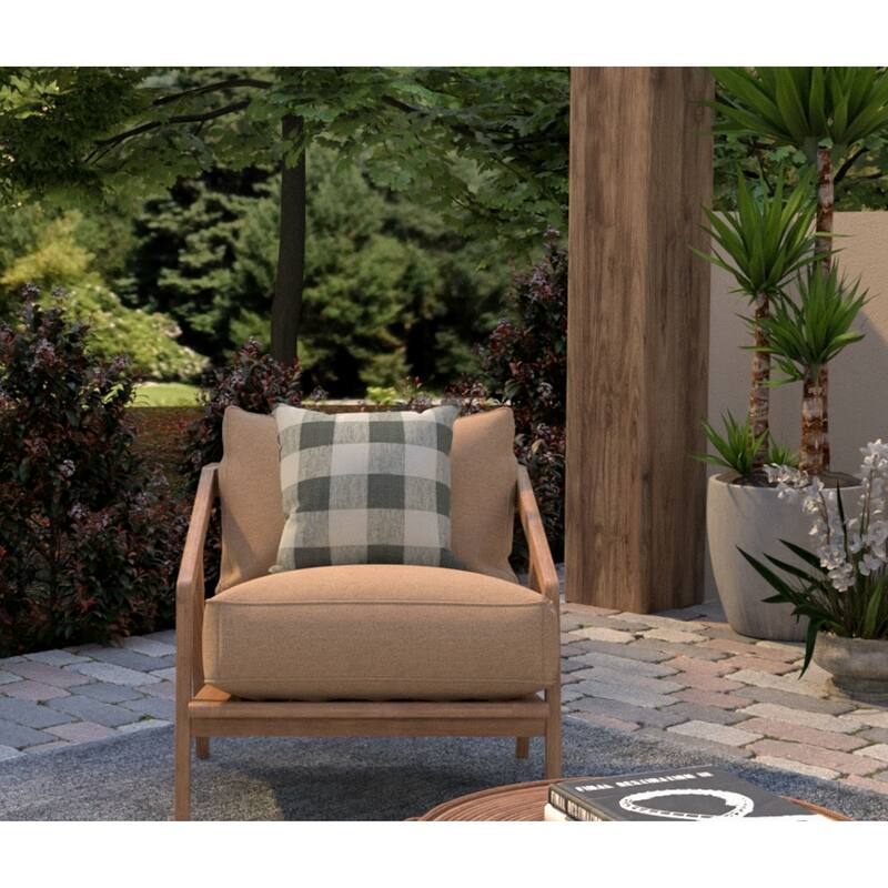 Rizzy Home Plaid Transitional Outdoor Throw Pillow