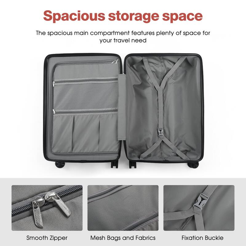 3 Piece PC+ABS Hardside Checked Spinner Luggage Set