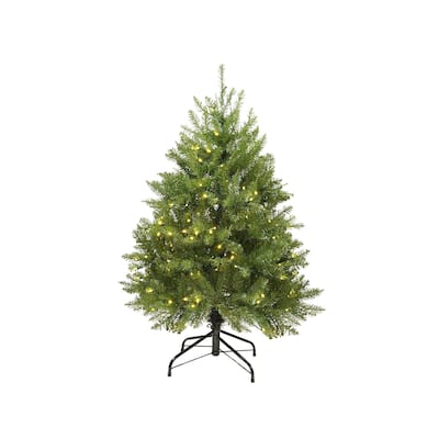 4' Pre-Lit Full Northern Pine Artificial Christmas Tree - Warm Clear LED Lights