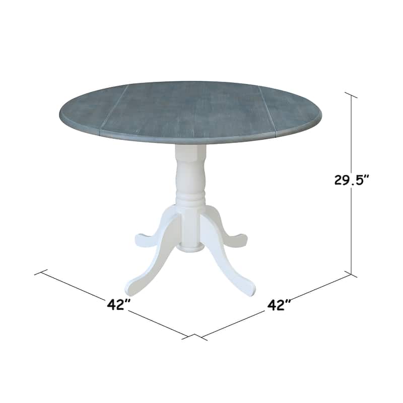 Round Pedestal Base Solid Wood 42-inch Drop-leaf Dining Table