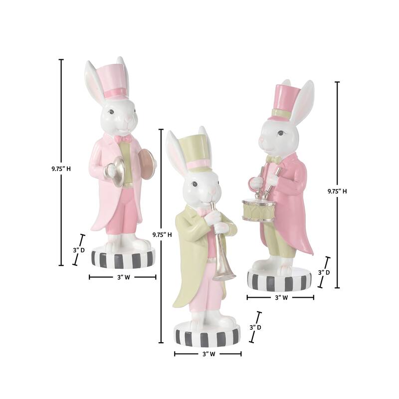 9" Resin Garden Bunny Band Set of 3