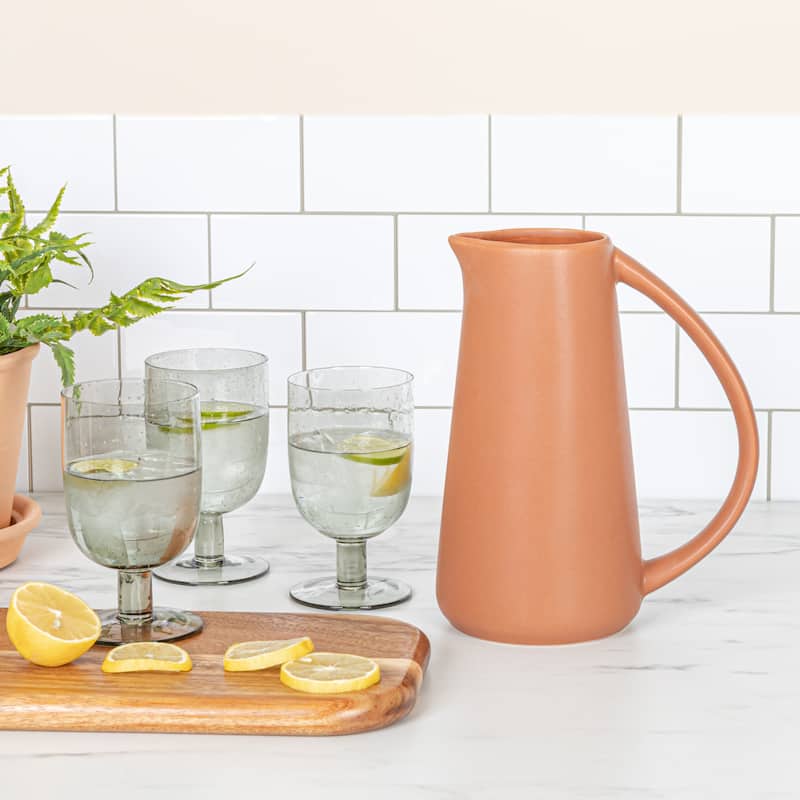 Stoneware Pitcher - 7.0"L x 4.8"W x 9.0"H