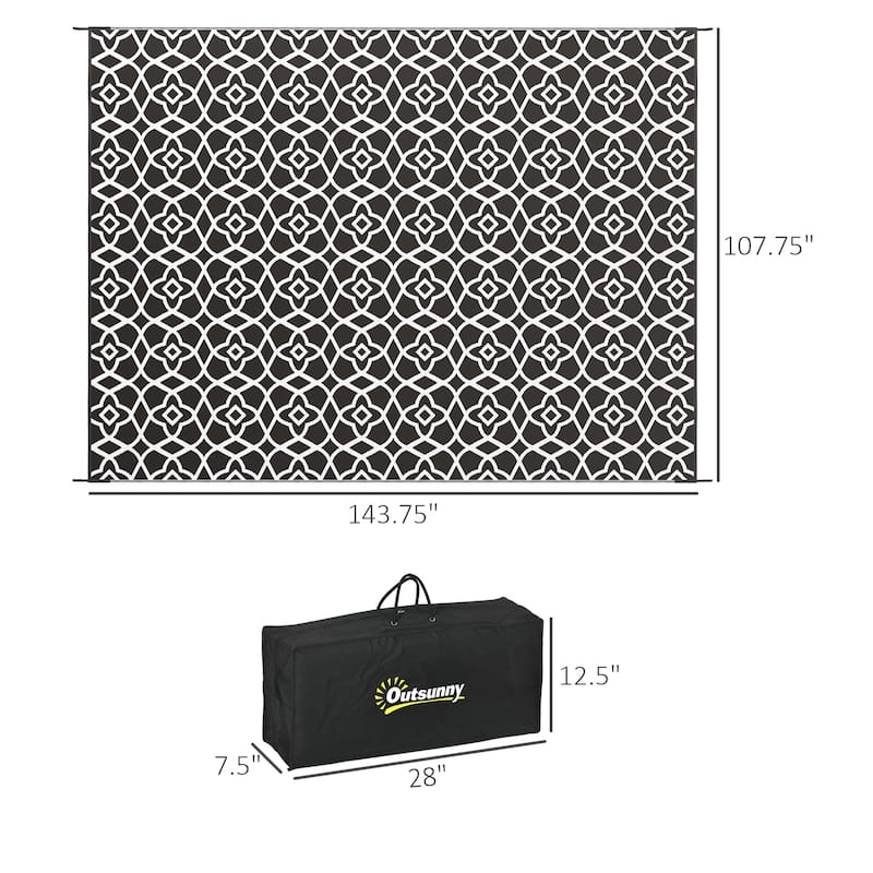 Outsunny Reversible Outdoor Rug, 9' x 12' Waterproof Plastic Straw Floor Mat, Portable RV Camping Carpet