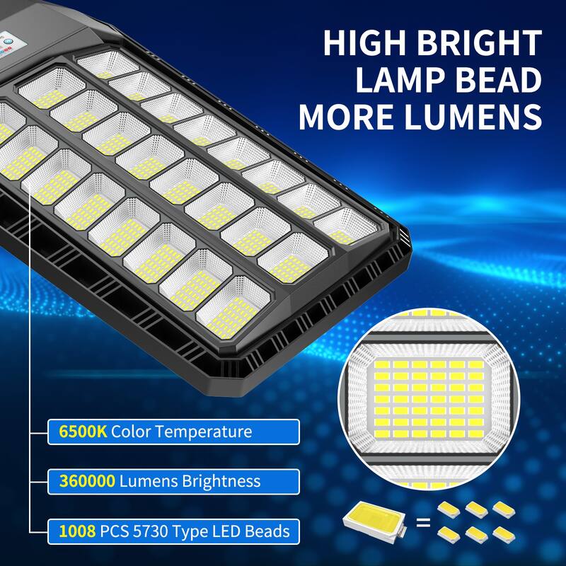 Solar Street Light 360000LM LED Solar Flood Lights with Remote Control - 5000W